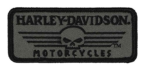 Harley-Davidson Embroidered Linear Skull Emblem, XS 3.375 x 1.5 inches EM027751