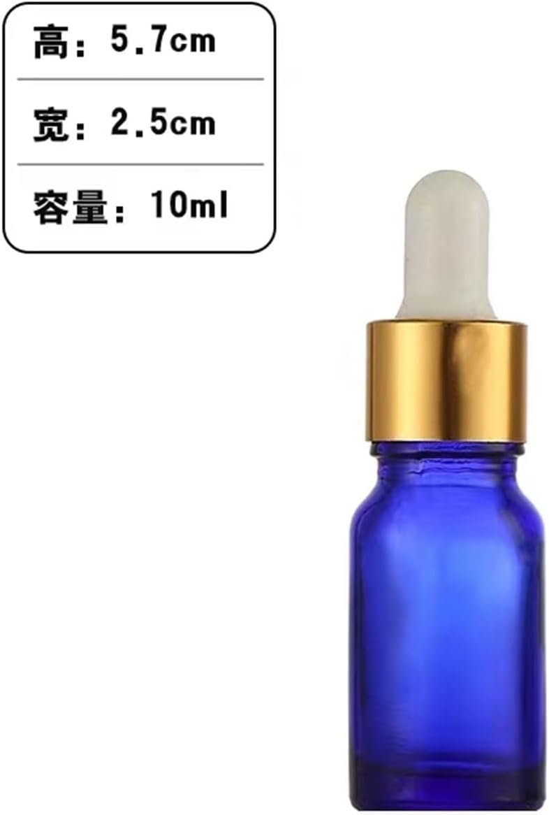 10pcs/lot Blue Lab Glass Purified Oil Bottles with Glass Dropper Gold/Round for School Laboratory (30ml Silver)