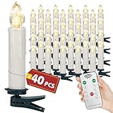 Eldzenith 40er Christbaumkerzen LED Kabellos, Weihnachtsbaumkerzen Kabellos...