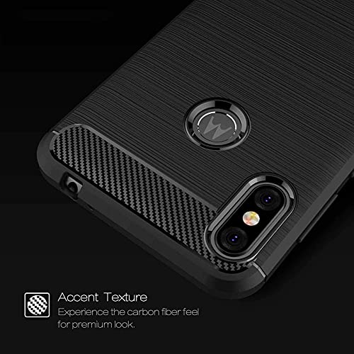 Image of NPRC Hybrid Ultra Slim Protective Case TPU Non-Slip Carbon Fiber Texture Shockproof Case Cover for Moto ONE Power - Black