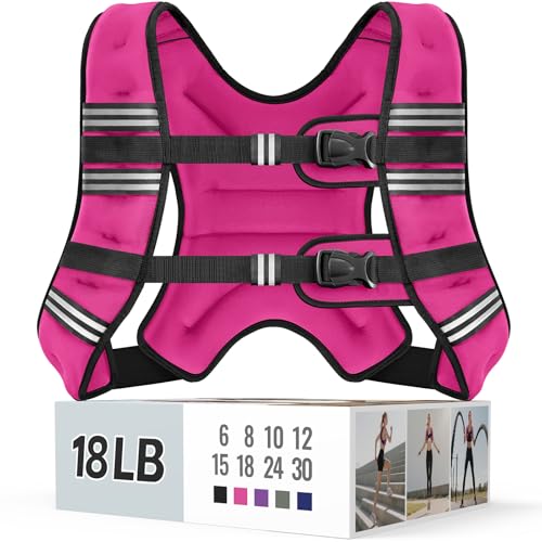 Image of Zeerun Weighted Vest, 6lb /8lb /10lb /12lb /15lb /18lb /20lb /24lb /30lb for Men Women, Reflective Stripe Adjustable Buckle, Comfortable Durable Rucking Vest for Walking Running Strength Training