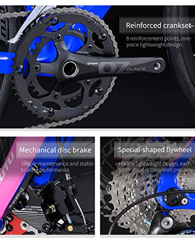 KOOTU Carbon Rennrad, 700C Carbonfaser Rahmen Rennrad Leichtgewicht Rennrad mit Shimano Sora R3000, 18 Gang für Männer und Frauen – Bild 6