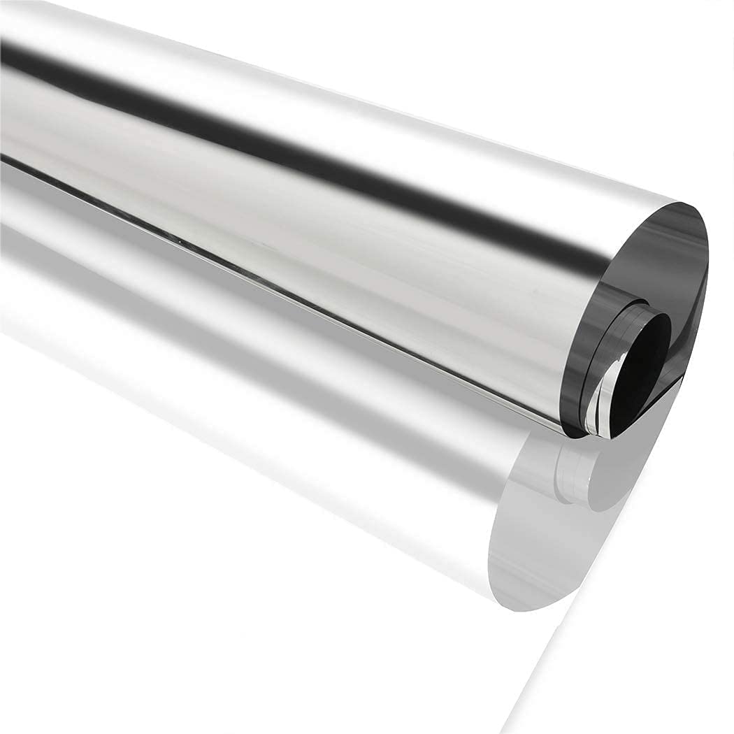 Reflective Silver Film UV Blocking Glass Tint One Way Enhanced Privacy Static Cling Window Film (20 X 40 INCH)-image-41