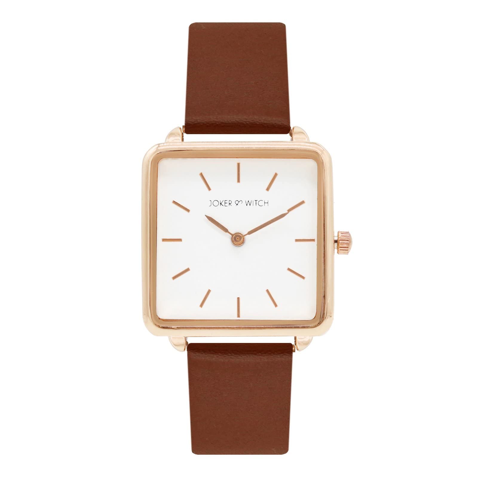 Joker & Witch Women Emily 28mm White Dial 16mm Brown Faux Leather Watch