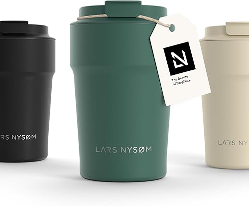 Miniatura 39 de LARS NYSØM Thermo - Taza de café para llevar, 13 onzas, taza de viaje de 0.38 litros con aislamiento, vaso térmico de acero inoxidable a prueba de
