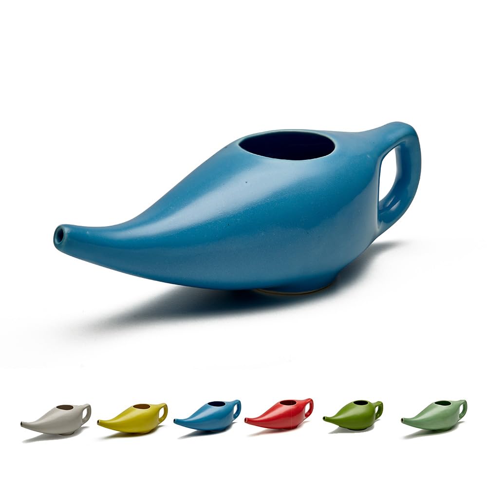 Sponsored Ad - Ayurvedic Neti Pot for Nasal Cleansing & Sinus - Handcrafted with Ceramic (185ml, Blue)