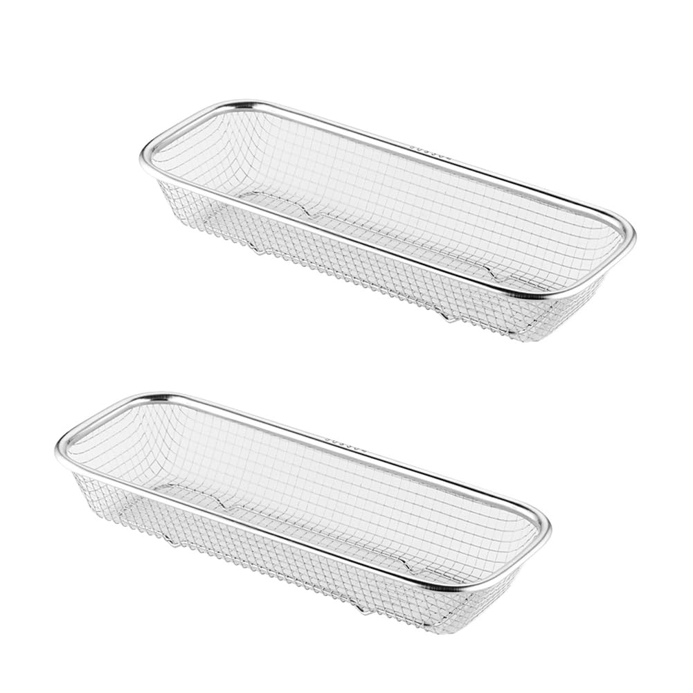 Lorrgasw Silver Utensil Drying Rack 2 Pack Stainless Steel Utensils Holder Compact Dish Rack Chopsticks Spoons Drainer Basket Organizer