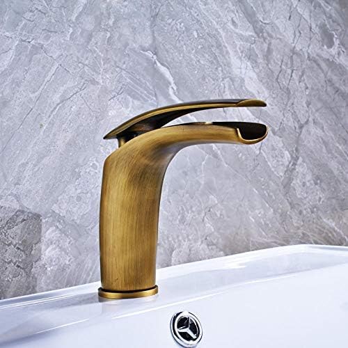 Robinet mitigeur cascade en laiton antique pour un lavabo de salle de bains rétro