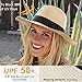 DRESHOW Women Straw Panama Hat Travel Fedora Beach Sun Hat Summer Wide Brim Straw Roll up Hats UPF 50+