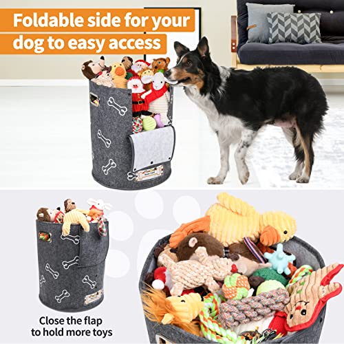 Large Dog Toy Bin with Handle- Round Dog Toy Storage Bin, Dog Toy Baskets Chest Organizer for Pet Supplies, Pet Toy… - Image 2