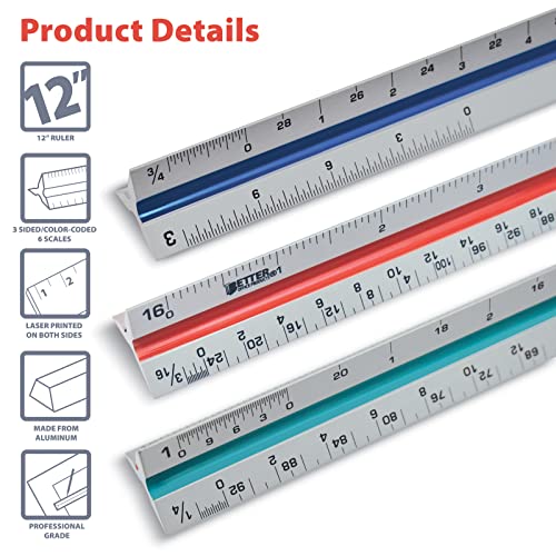 Better Office Products 0034X Triangular Ruler, 12 Inch Metal Ruler thumb #2