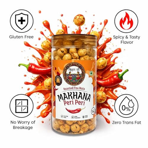 Image of BiharJi Cheese & Herbs and Peri Peri Makhana Combo Pack of 2 Each Pack 78g I The Family Favorite Pack, Roasted Makhana Duo, Family Favorite (Cheese & Peri Peri) | Spicy & Creamy Combo | Healthy Kids Snack