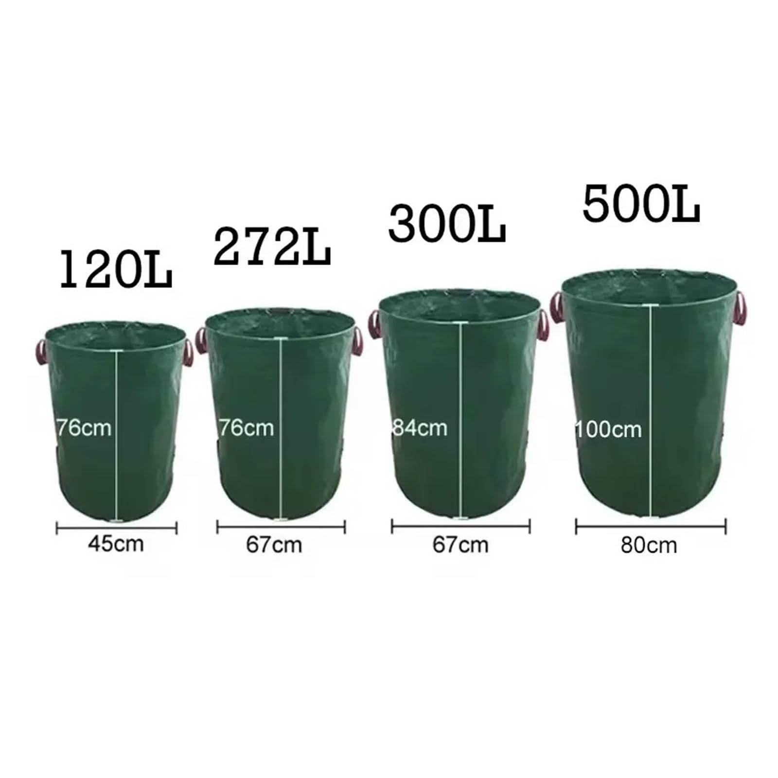 Sacco da giardino 120-500 litri con coperchio pieghevole Collezione di foglie Pattumiera Riutilizzabile Foglie cadute Stoccaggio all'aperto(Without Lid,300L)