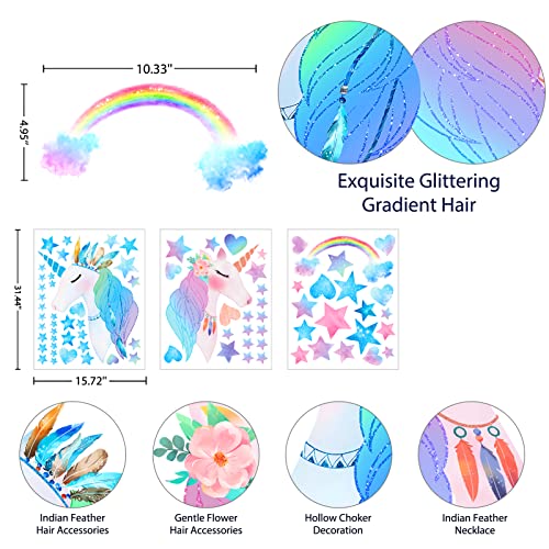 74 Pcs Unicorn Bedroom Decor For Girls, Removable Wall Stickers For Kids, Girls Room Decorations For Bedroom, 3 Sheet Large Size #TOP4