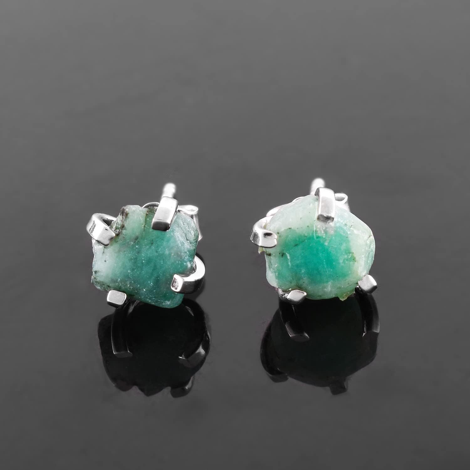 925 Sterling Silver Raw Gemstone Stud Earrings for Women & Girls | Handmade Minimalist Birthstone Earrings | Hypoallergenic Everyday Jewelry | Gift for Her, Birthday, Anniversary, Christmas - Image 2