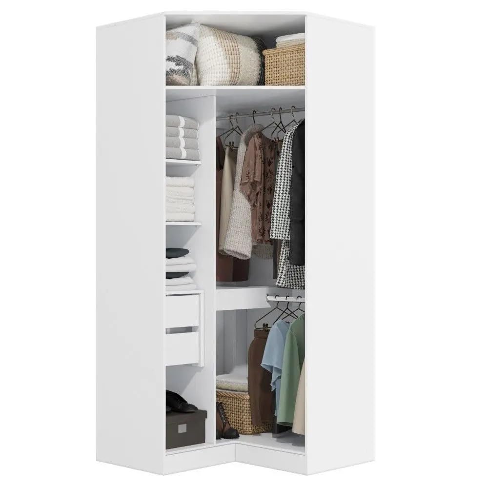Befara Vestidor Rinconero Txokoa, Blanco, 105 x 56 x 230 cm, Vestidor esquinero Blanco de 105 x 56 x 230 cm