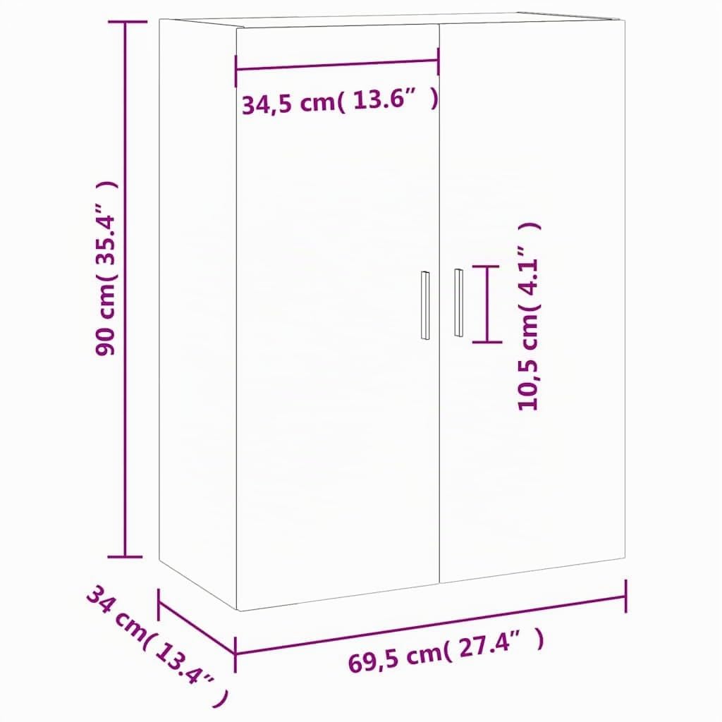 vidaXL Armario de Pared Blanco 69,5x34x90 cm