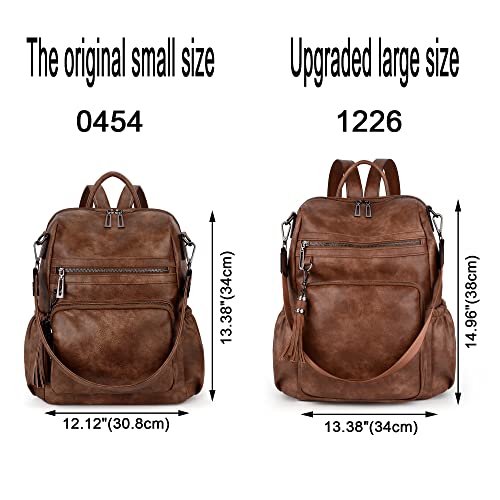 Image of UTO Women Backpack Purse Leather Vegan Ladies Fashion Designer Rucksack Convertible Travel Shoulder Bag with Tassel