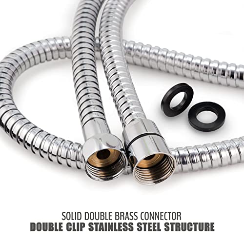 Image of Aquieen Stainless Steel 304 Shower Hose (Grade SS AISI-304) Anti-Corrosion & Anti Explosion Shower Tube, Silver (1 Meter)