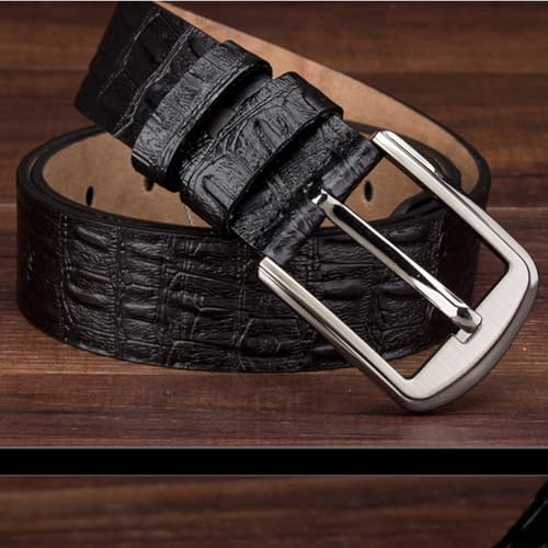 Western Belts For Men Single Prong Buckle,Engraved Alligator Hornback Back Bone Crocodile Pattern Embossed Strap(3