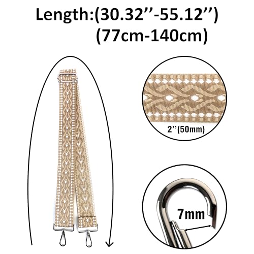 Image of Purse Strap Replacement for Crossbody Bags & Handbags | Premium Webbing with Silver Hardware Clip-On Installation Adjustable Length Comfortable Wide Guitar Style Strap