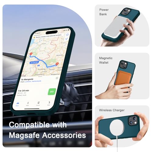 Image of YENAPOON for iPhone 15 Plus Case, iPhone 14 Plus Case, Matte Magnetic Phone Cover with 1 Screen Protector [Support for MagSafe] [Shockproof Military Grade Protection] Translucent Frosted Back, Blue