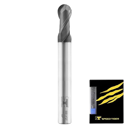 SPEED TIGER Micrograin Carbide Ball Nose End Mill - 2 Flute - ISB1/8 2T (5 Pieces, 1/8") - for Milling Alloy Steels, Hardened Steel, Metal – Mill Bits Sets for DIYers & Professionals