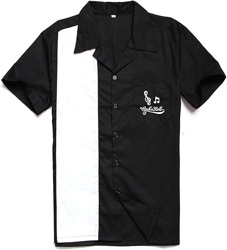 Anchor MSJ Hombres 50s Ropa Masculina Algodón Hombres Camisas De Manga Corta Vintage Cincuenta Bolos Casual Camisas