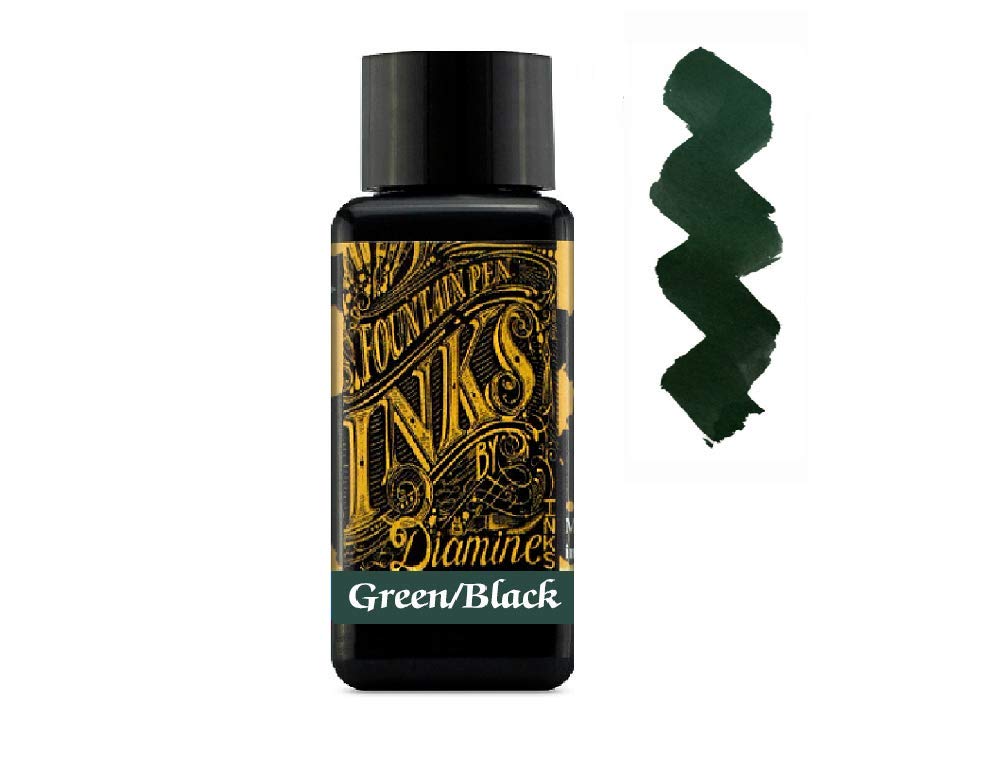 Diamine Writers Blood & Midnight Blue & Green Black Fountain Pen Ink 30 ml