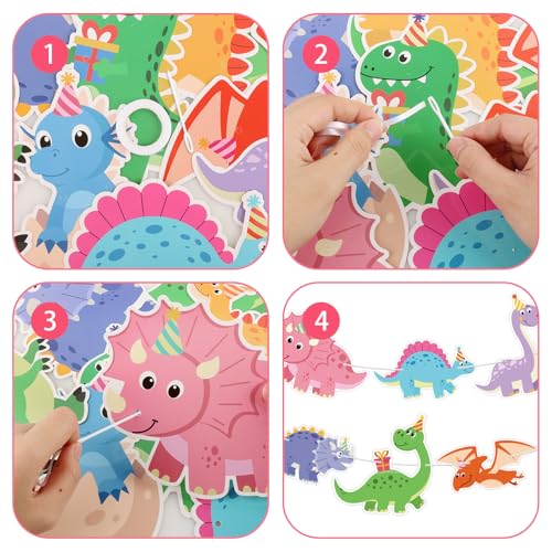 Image of Hooqict Dinosaur Birthday Party Banner Dinosaur Birthday Party Decorations Happy Birthday Sign Banner Garland for Kids Boys Girls 1st 2nd 3rd Baby Shower Dino Themed Party Decorations Supplies