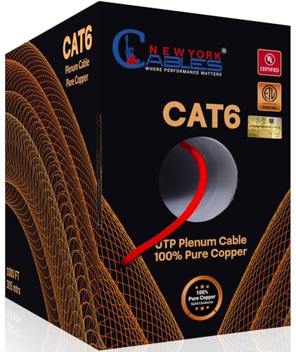 Câble plénum CAT6 UTP rouge 304,8 m pour installation PoE++