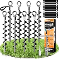 Schwerlast Bodenanker 8 Pack,Robust voll verschraubter Erdanker mit Gurten zur Befestigung von Trampolinen, Vordächern, Schaukeln usw