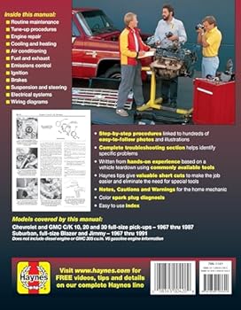 Paperback Chevy & GMC 4 3L & V* Pick-ups (67-87) & Suburban, Blazer & Jimmy (67-91) Haynes Repair Manual Book