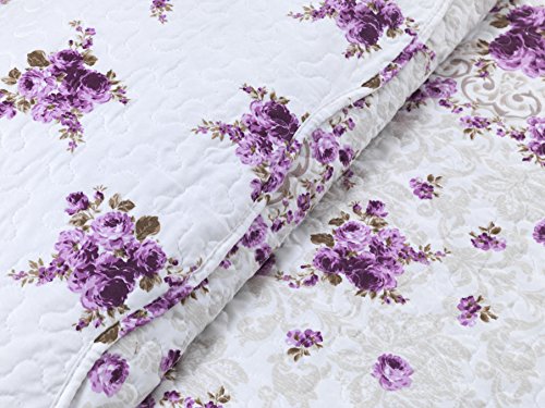 Chiara Rose 3 Piece Reversible Quilt Set Oversized Bedspread Coverlet Lightweight Comforter King Prp Bqt #TOP3