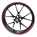 Autocollant pour jantes de voitures et motos 16" 17" 18" 19" Avec outil de montage Largeur 7 mm Rouge chromé