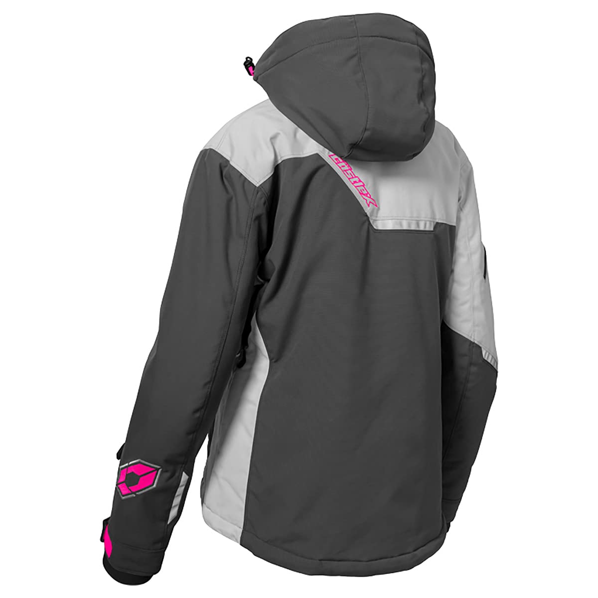 Castle X Women's Powder G3 Snowmobile Jacket w/Fixed 3M Thinsulate (Charcoal/Silver/Pink Glo - 2X-Large)