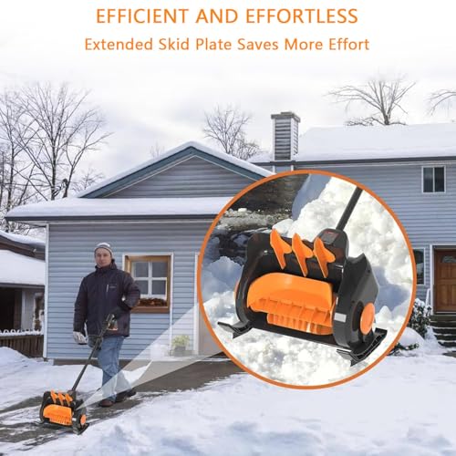 Pala da neve elettrica senza fili, potente spazzaneve a batteria con manico regolabile, include 2 batterie ricaricabili e caricabatterie rapido per la rimozione della neve