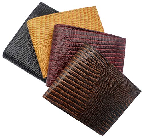 Genuine Leather Snake Skin Designed Bi-Fold Men's Embossed Wallet Tan #TOP5