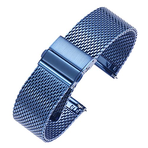 ZYHZJC Edelstahl-Uhrenband 18 mm 20 mm 22 mm universeller Edelstahl-Uhren-Brazelet-Magnetschnalle-Schnalle-Weiß-18mm (Color : Blauw, Size : 18mm) Cover