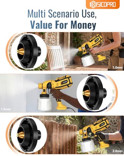 Image of Paint Sprayer, HVLP Paint Sprayer for House Painting,Equipped with LDE Lights Lawn and Garden, Electric Sprayer Gun for Interior Walls, Door, Garden Chairs (Yellow)