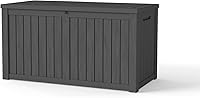 PATIOEASY 150 Gallon Waterproof Outdoor Deck Box - UV-Resistant Lockable Resin Storage for Patio Cushions, Garden Tools & Pool Gear, Black
