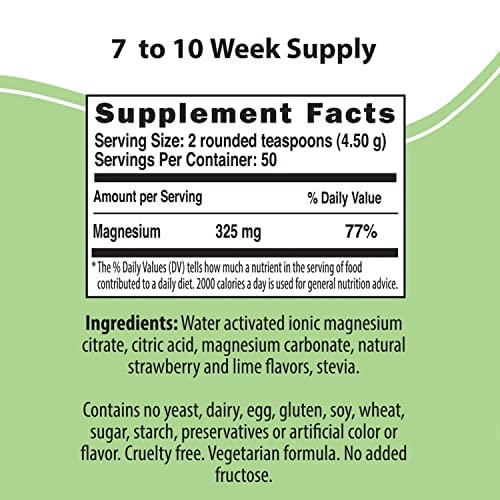 NaturalSlim Magicmag Pure Magnesium Citrate Powder – Stress, Constipation, Muscle, and Heart Support | Natural Strawberry & Lime Flavored Magnesium Supplement - 8oz Drink Mix (3 Pack)