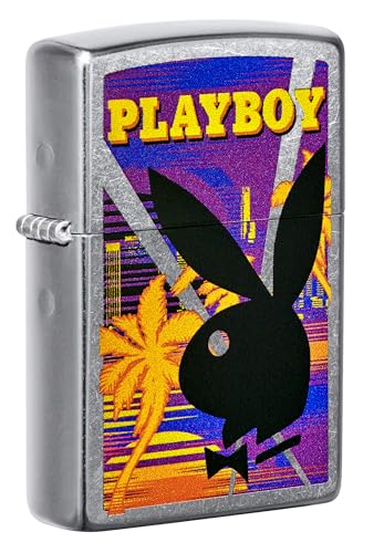 Zippo Briquet tempête Playboy, Street Chrome, image couleur, rechargeable, réutilisable, design coupe-vent, boîte cadeau, fabriqué aux États-Unis