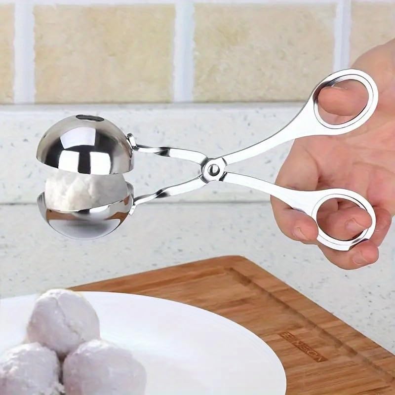 1 piece multifunctional stainless steel meatball scoop - household fish ball machine, meatball squeezer, ice cream ball holder kitchen tool, rice ball mold. It is the best gift for friends and family