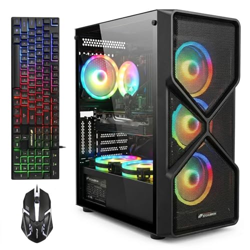 Image of STGAubron Gaming PC Desktop Computer, Intel Core i7 up to 3.9G, Radeon RX 5700XT 8G, 32GB RAM, 1TB SSD, WiFi 6, BT 5.0, RGB Fan x 4, Windows 11 Home
