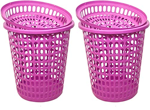 Image of 2 Laundry Basket with Lid, Cap - Durable (Unbreakable) 50L with 6 Months Warranty (Pink, Pink)
