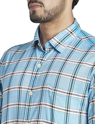 Image of Parx Men's Full Sleeve Slim Fit Dark Blue Casual Shirt