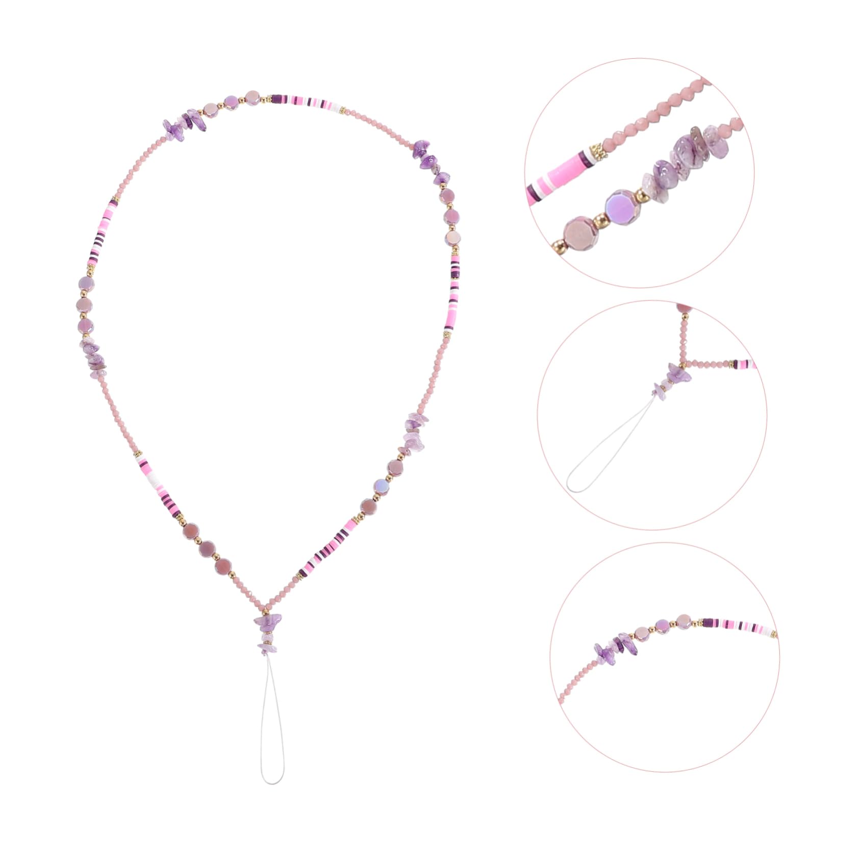 Housoutil 2st Perlen Telefonkette Kamera-aufhängeband Lanyard Für Frauen Telefon Hängende Kette Handy-hängeband Kamera-handschlaufe Perlenband Schlüssel Kies Fräulein Violett Plastik