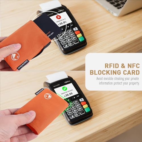 Image of Minimalist Slim Wallet for Men, Heavy Duty Ripstop Nylon Trifold Wallet, Water Resistant Durable Front Pocket Wallet with Elastic Band, Large Capacity, Includes 1 RFID Blocking Card, Brown
