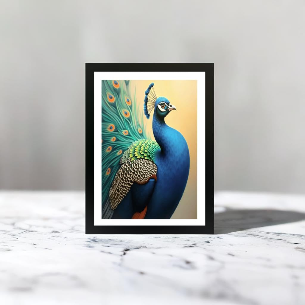 Amazon.com: Peacock Wall Art, Digital Reprint Painting, Black